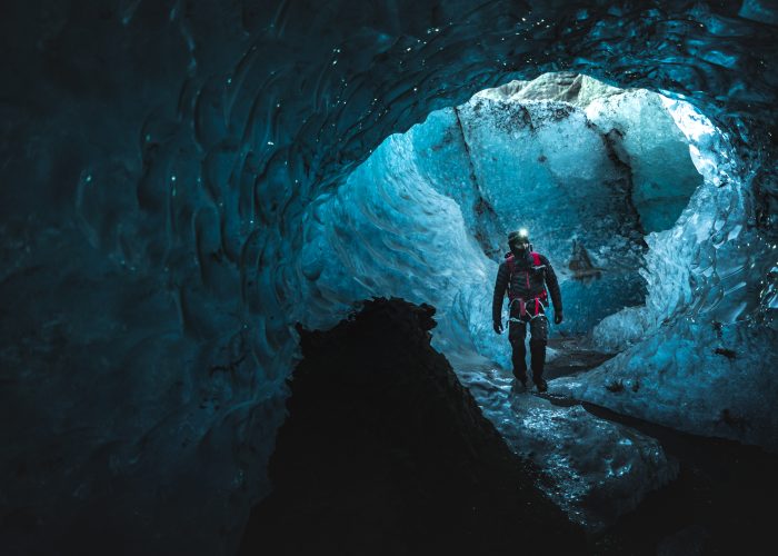 blue ice cave on South Coast tour in Iceland