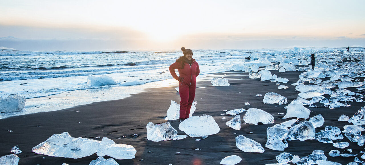 ice blocks on diamond beach iceland south coast