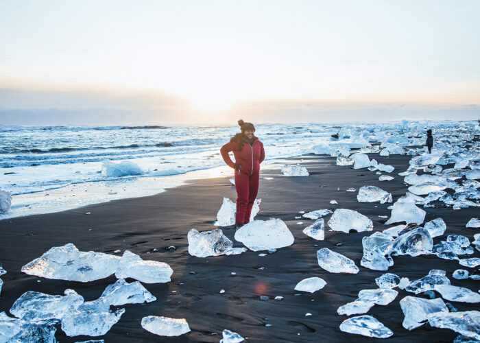 ice blocks on diamond beach iceland south coast