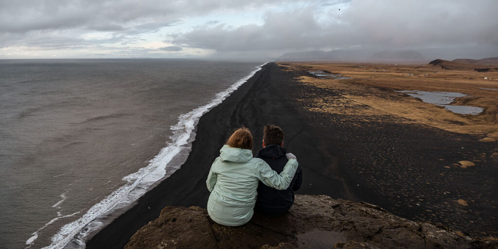 Travelers enjoying a private guided tour in Iceland landscape